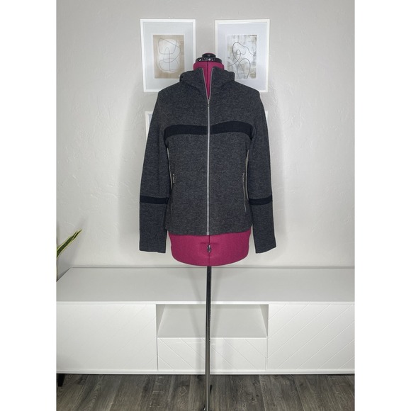 Ibex Sweater Hoodie Women's L Full Zip Merino Wool Gray Jacket USA - Picture 1 of 8